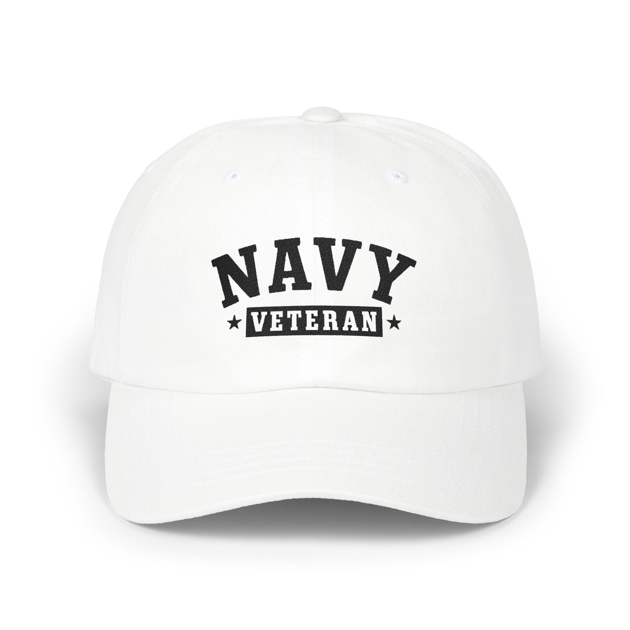 Navy Veteran Classic Dad Cap (White)