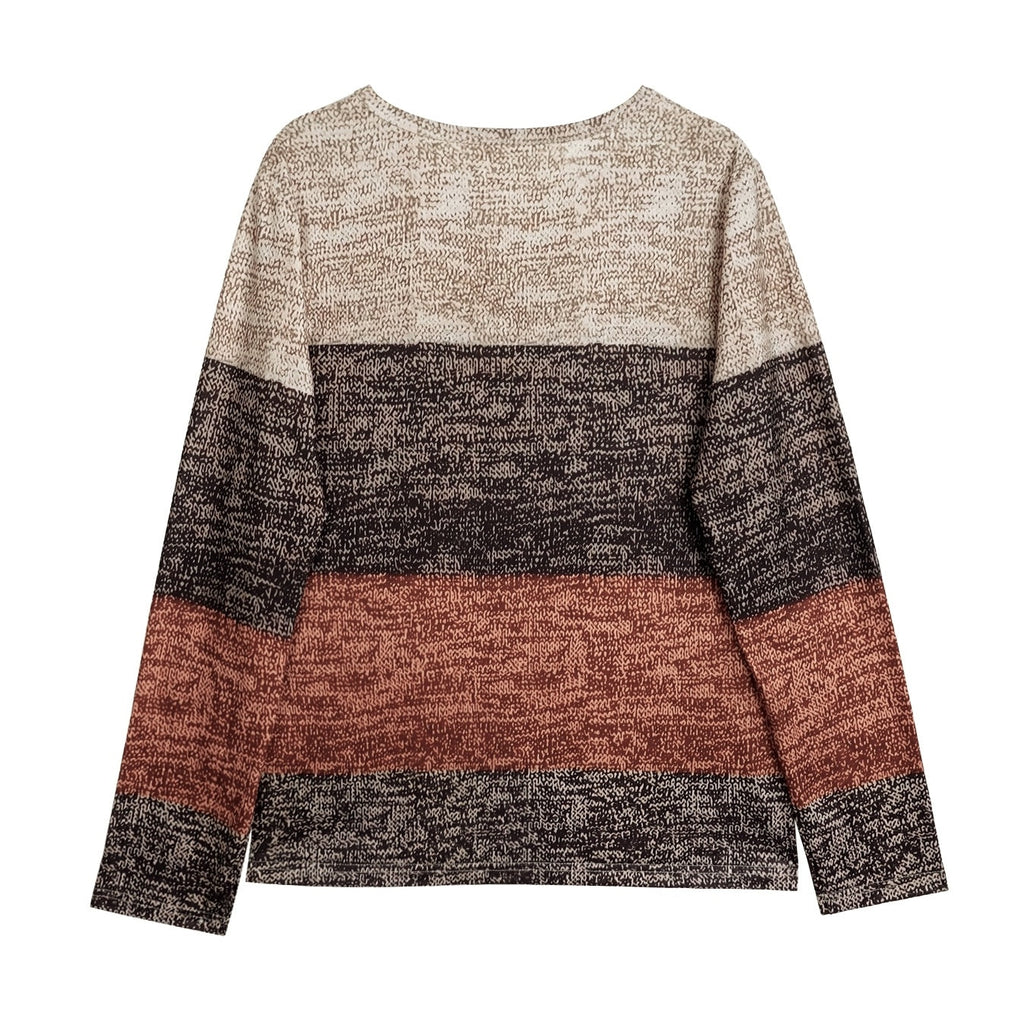 Women's Pullover Color Block Casual Long Sleeved T-shirt