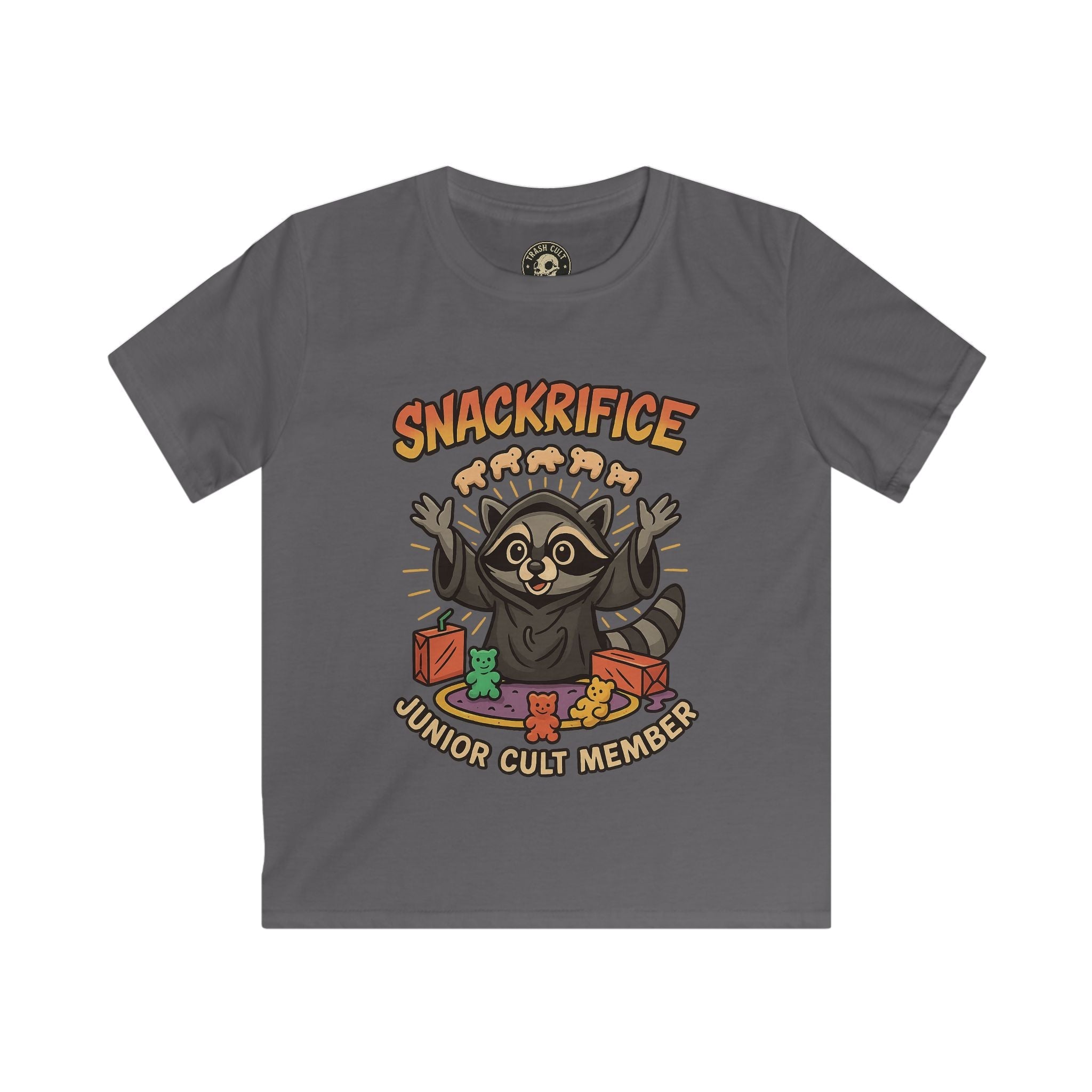 Snackrifice Junior Cult Member Kids Tee - Fun T-Shirt for Kids, Playful Gift, Cool Birthday Shirt, Youth Graphic Tee, Unique Kids Apparel