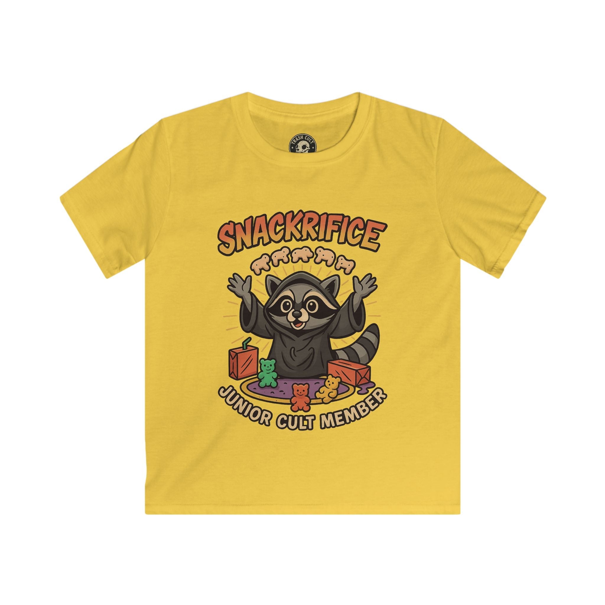 Snackrifice Junior Cult Member Kids Tee - Fun T-Shirt for Kids, Playful Gift, Cool Birthday Shirt, Youth Graphic Tee, Unique Kids Apparel