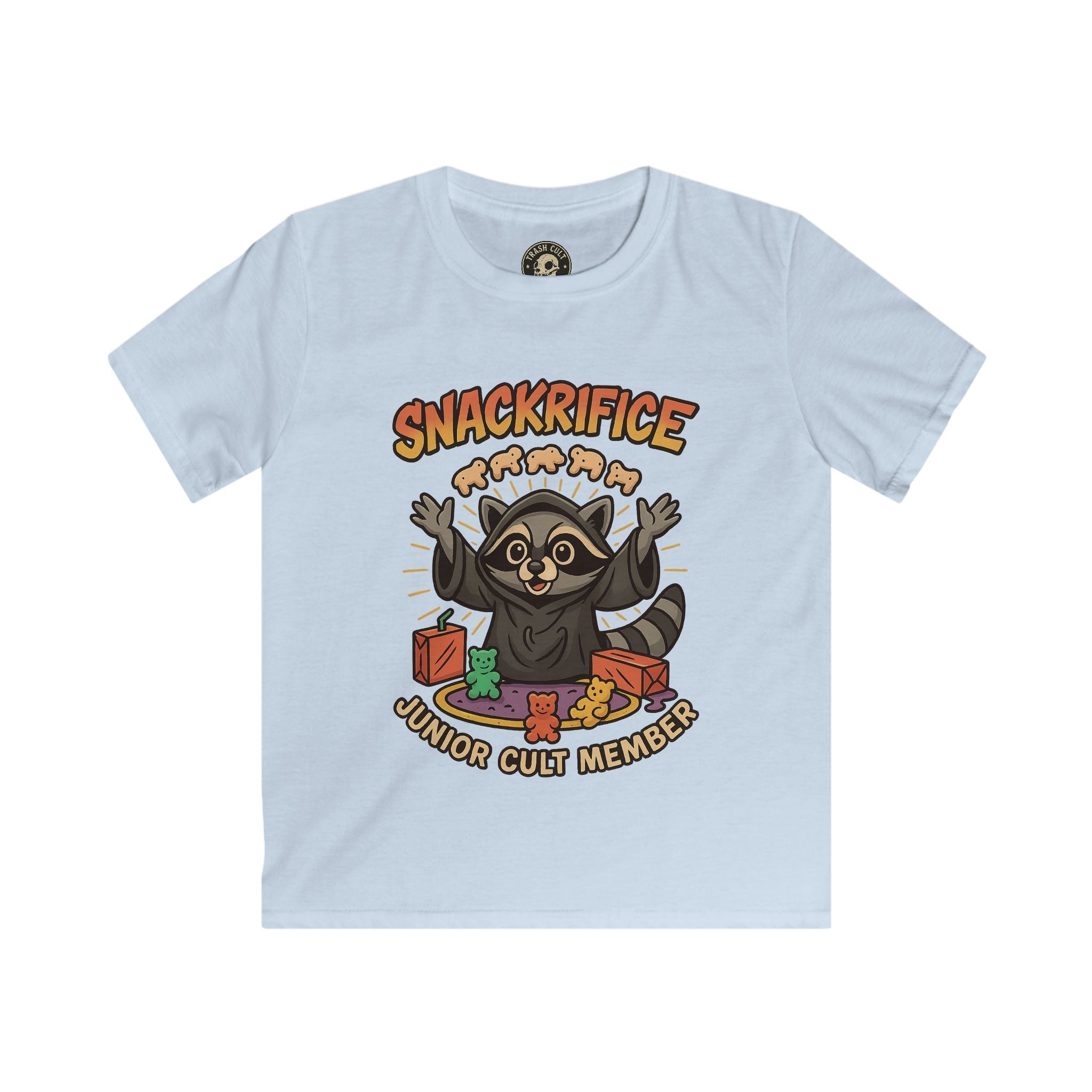 Snackrifice Junior Cult Member Kids Tee - Fun T-Shirt for Kids, Playful Gift, Cool Birthday Shirt, Youth Graphic Tee, Unique Kids Apparel