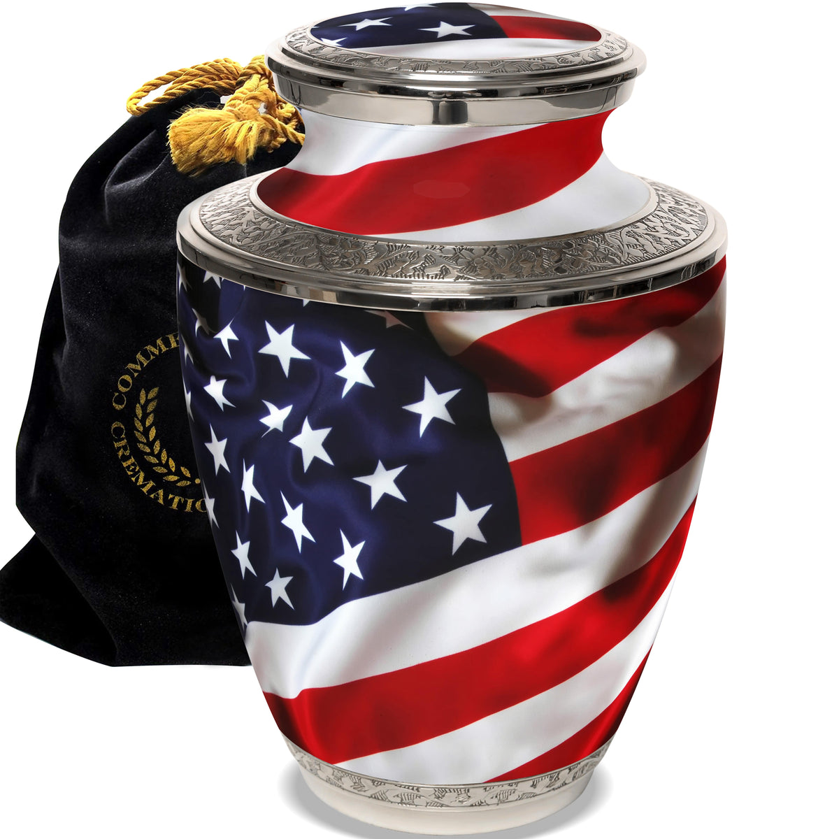 American Flag Extra Large Urn or Companion Urn – Extra Large Urns for Human Ashes | XL Urn & XXL Urn