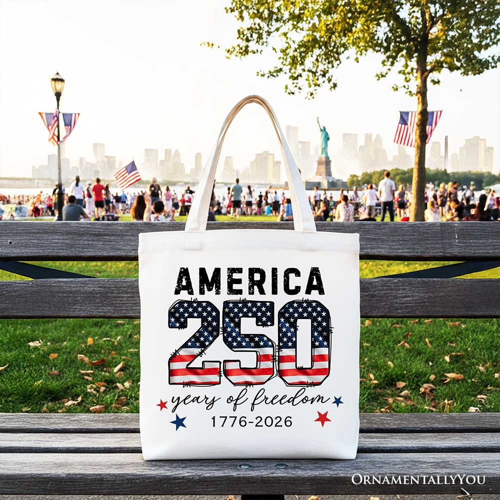 America 250 Years of Freedom Tote Bag, Patriotic USA Anniversary 1776 Gift Shopper