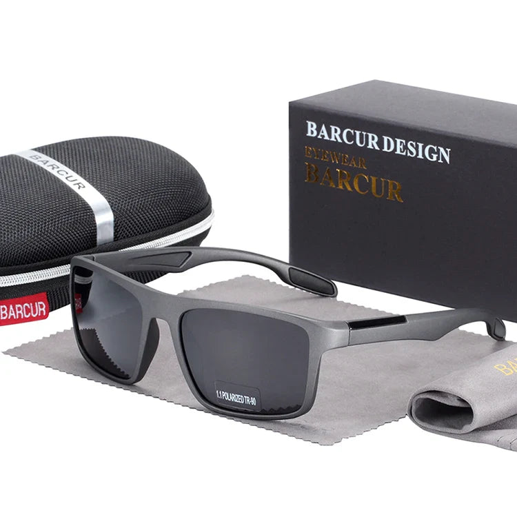 BARCURTR90 Ultralight Polarized Sunglasses for Men Vintage Square Eyewear with UV400 Protection for Summer
