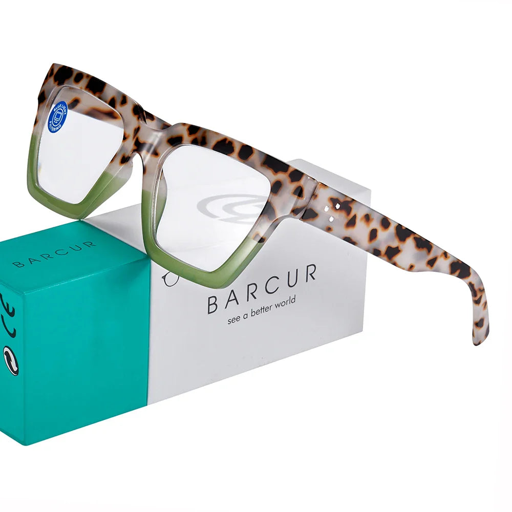 BARCUR Retro Fashionable Unique Leopard Pattern Reading Glasses for Women and Men – Stylish Clear Prescription Eyewear with Fashion Color Options – Trendy Rectangular Presbyopia Glasses with Personalized Gift Box for Daily Use
