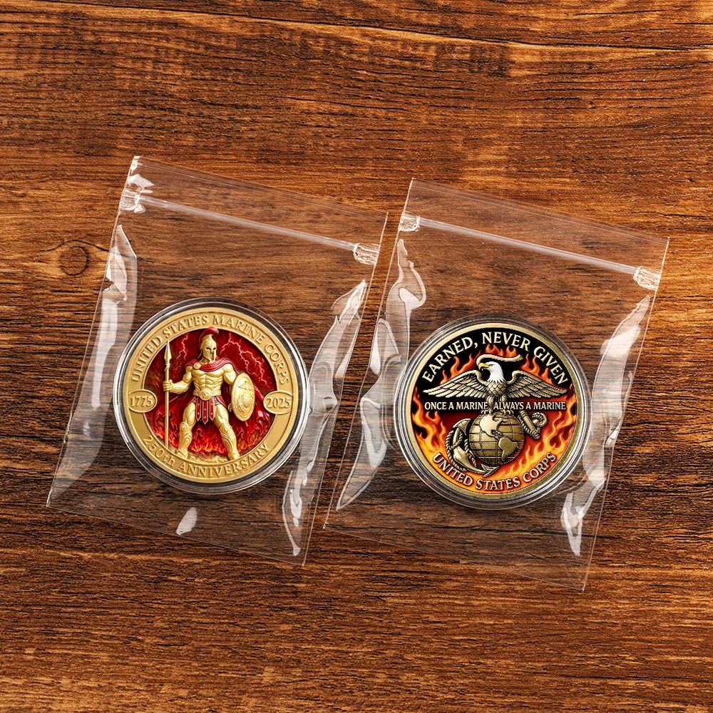 The New Marine Corps 2D Printed Collectible Coin 250th Anniversary of The United States Gold Plated Souvenir Coin