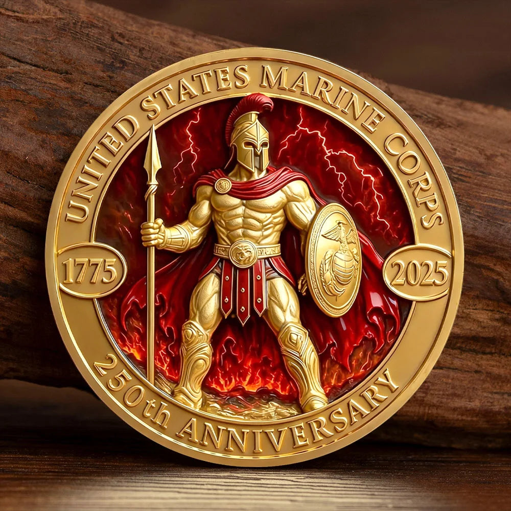 The New Marine Corps 2D Printed Collectible Coin 250th Anniversary of The United States Gold Plated Souvenir Coin