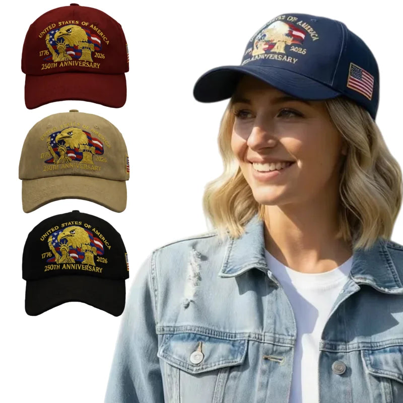 250th US Independence Anniversary Baseball Hat Airy Light Outdoor Cap Gift for Dads and Veterans