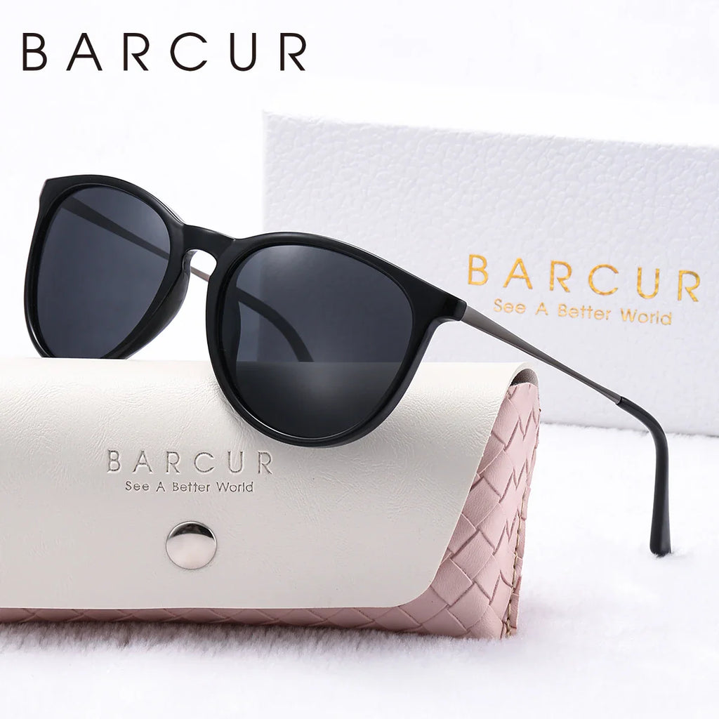 BARCUR Sunglasses Women’s Leopard Print Two-Tone Cat Eye Fashion Glasses – Trendy Polarized UV400 Gradient TAC Lenses for Summer Travel & Outdoor Activities