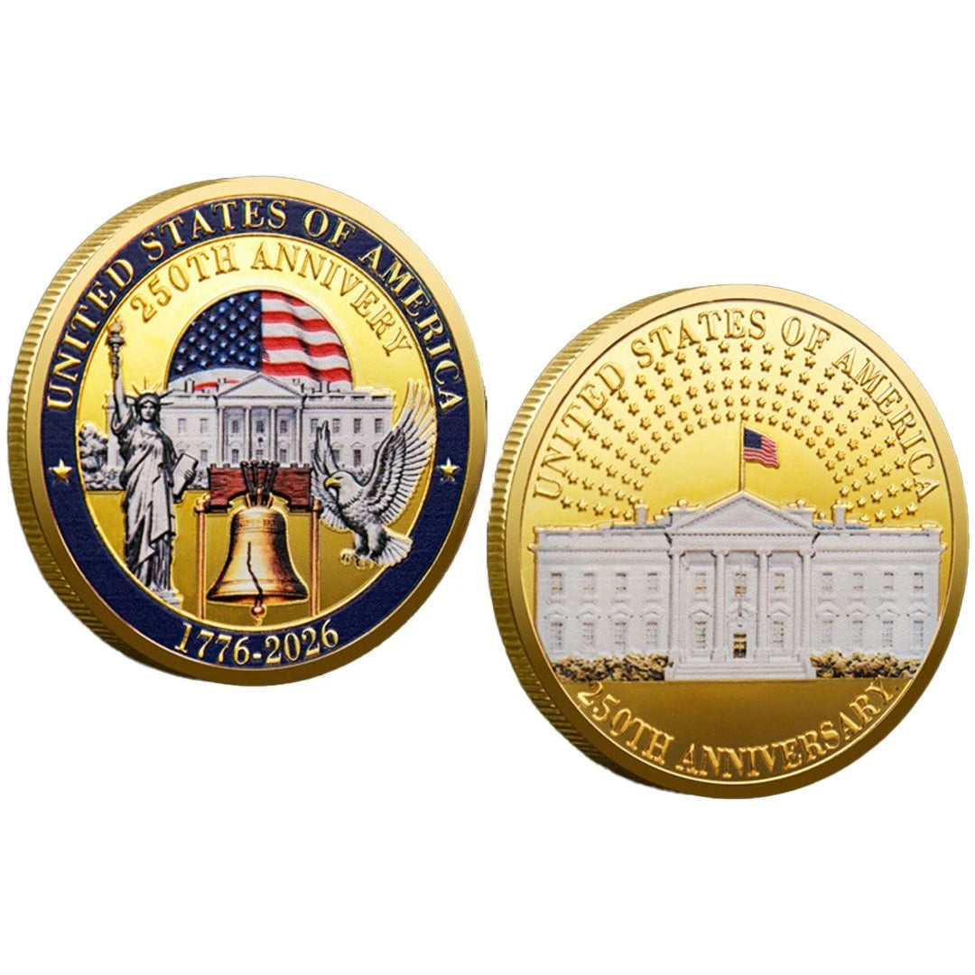 1776-2026 United States of America 250th Anniversary Souvenir Coin Gold Plated The White House Collection Coin