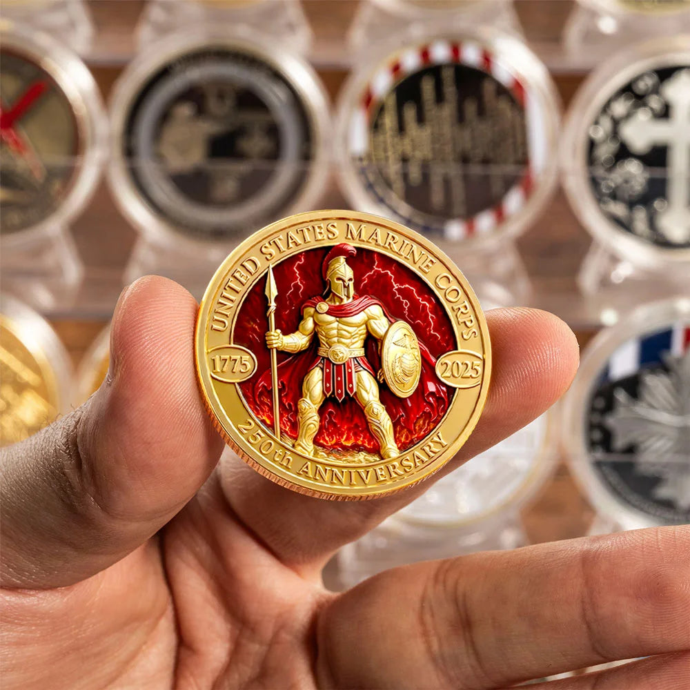 The New Marine Corps 2D Printed Collectible Coin 250th Anniversary of The United States Gold Plated Souvenir Coin