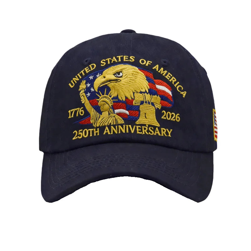 250th US Independence Anniversary Baseball Hat Airy Light Outdoor Cap Gift for Dads and Veterans
