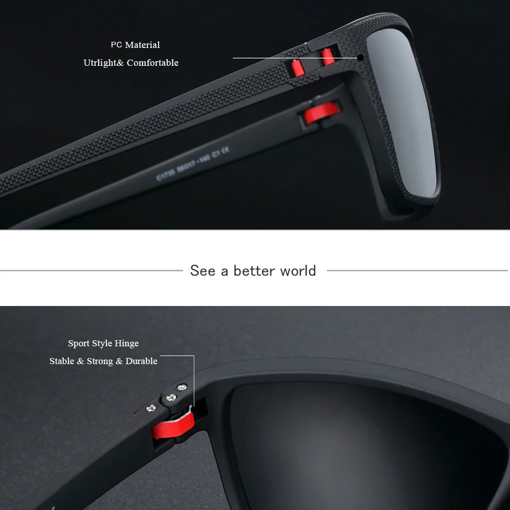 BARCUR Classic Fashionable Men’s Polarized Sports Sunglasses – Durable Lightweight Rectangular Frame UV400 TAC Lenses Comfortable Fit Outdoor Eyewear for Hot Summer Days All Ages and Activities