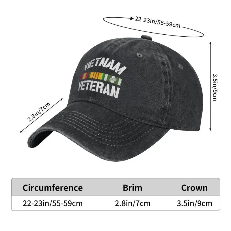 Custom Fashion Cotton Vietnam Veteran Pride Service Ribbon Baseball Cap for Women Men Breathable Dad Hat Sports