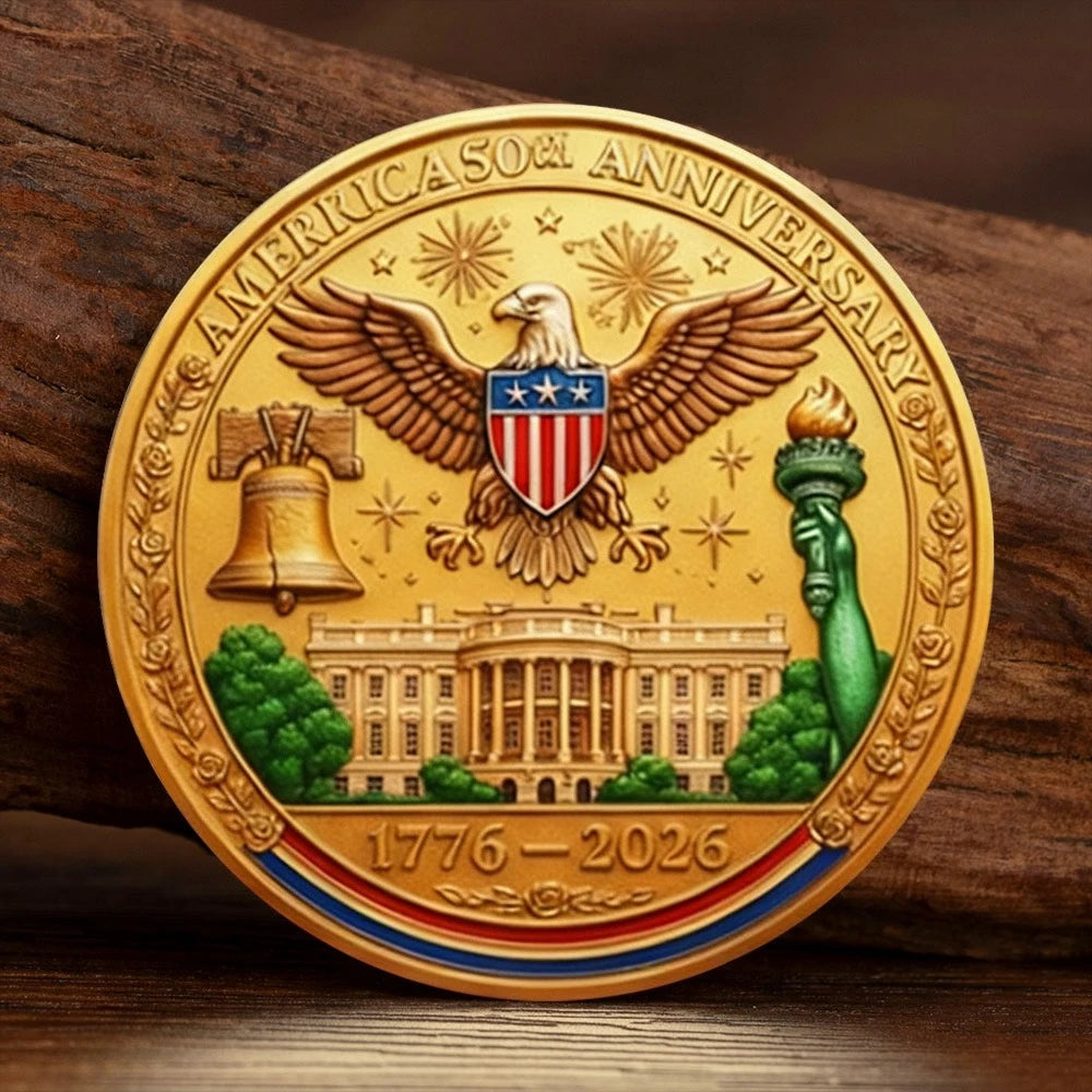 United States of America 250 Years of Freedom Souvenir Coin 1776-2026 250th Anniversary 2D Gold Plated Printed Collection Coin