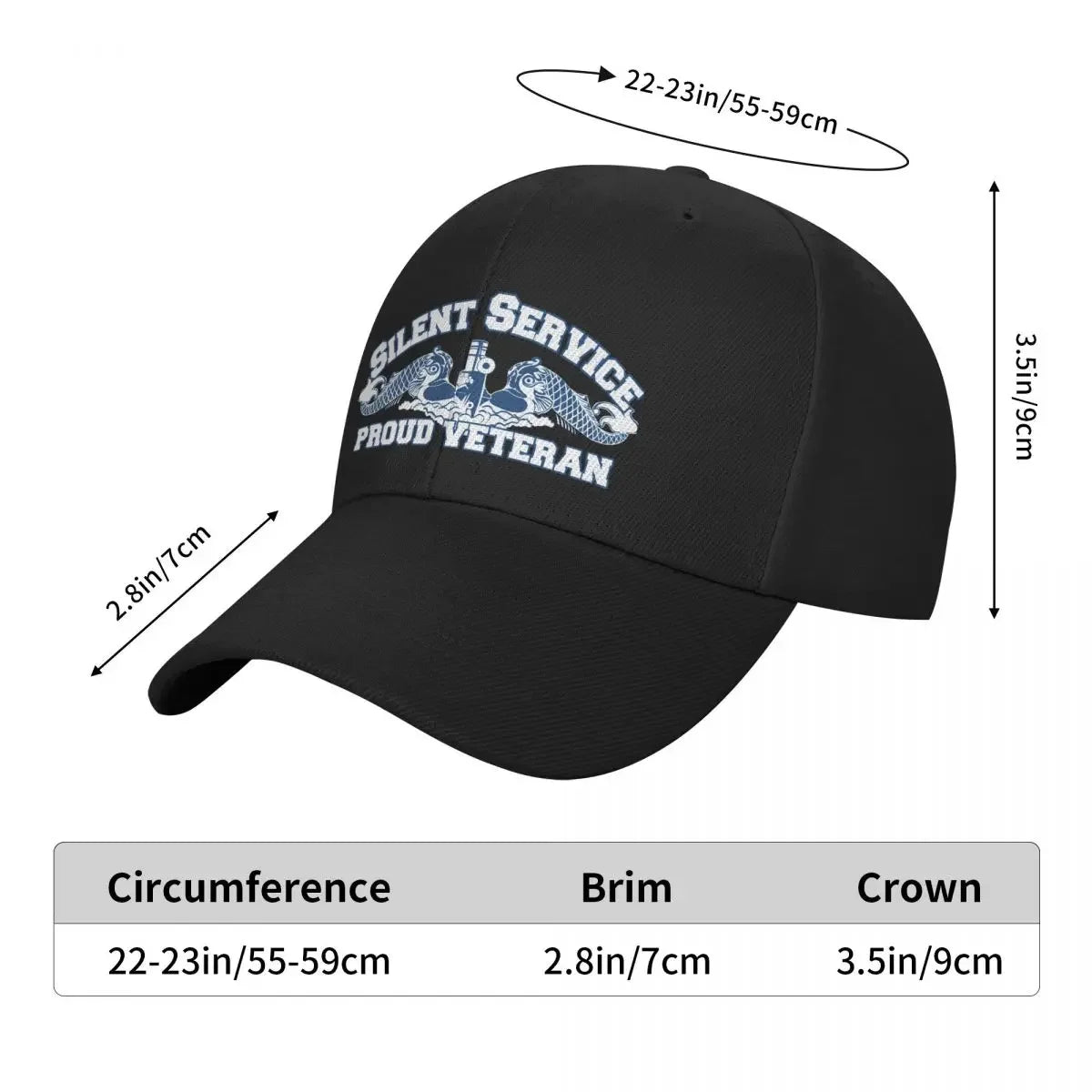 Silent Service - Proud Veteran Baseball Cap New In The Hat Winter hat Big Size Hat Christmas Women Beach Fashion Men's