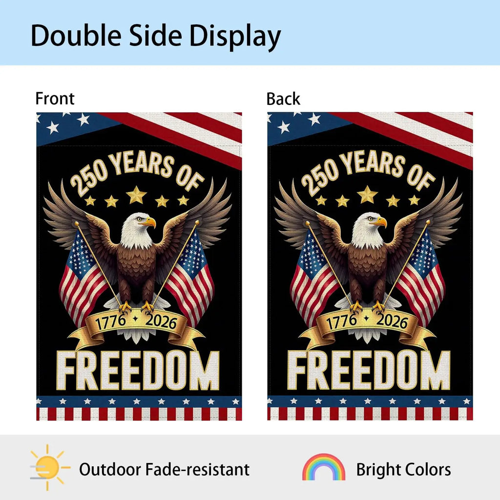 250 Anniversary Usa Flag, American 250 Flag, Patriotic Stars and Eagle Design, 12x18 In Double Sided, 250 year american anni UUL
