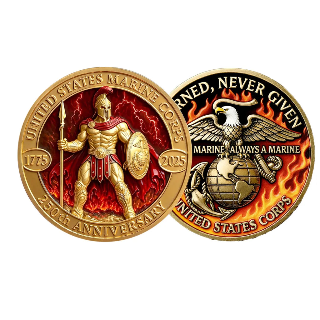 The New Marine Corps 2D Printed Collectible Coin 250th Anniversary of The United States Gold Plated Souvenir Coin