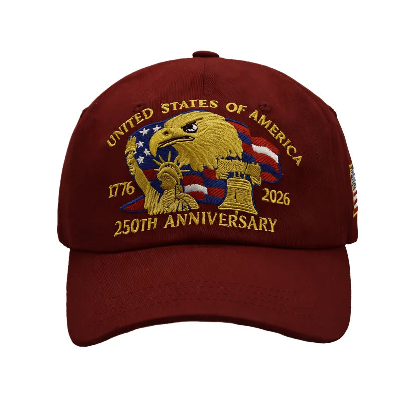 250th US Independence Anniversary Baseball Hat Airy Light Outdoor Cap Gift for Dads and Veterans