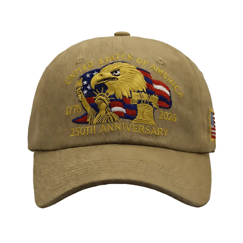 250th US Independence Anniversary Baseball Hat Airy Light Outdoor Cap Gift for Dads and Veterans