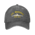 Classic USS Missouri BB-63 Baseball Caps for Men Women Distressed Denim Headwear Warship Navy Ship Outdoor Running Golf Gift Hat