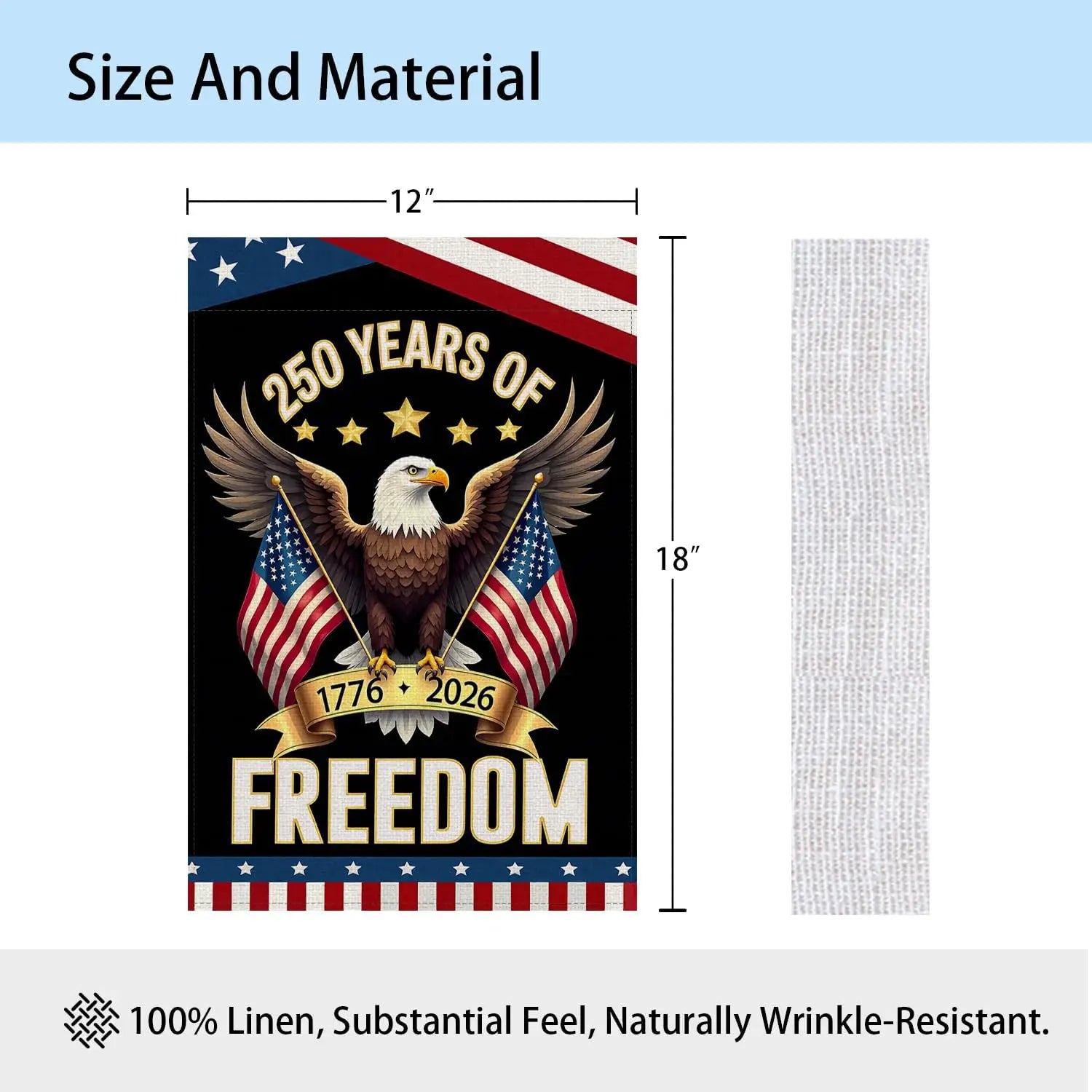 250 Anniversary Usa Flag, American 250 Flag, Patriotic Stars and Eagle Design, 12x18 In Double Sided, 250 year american anni UUL