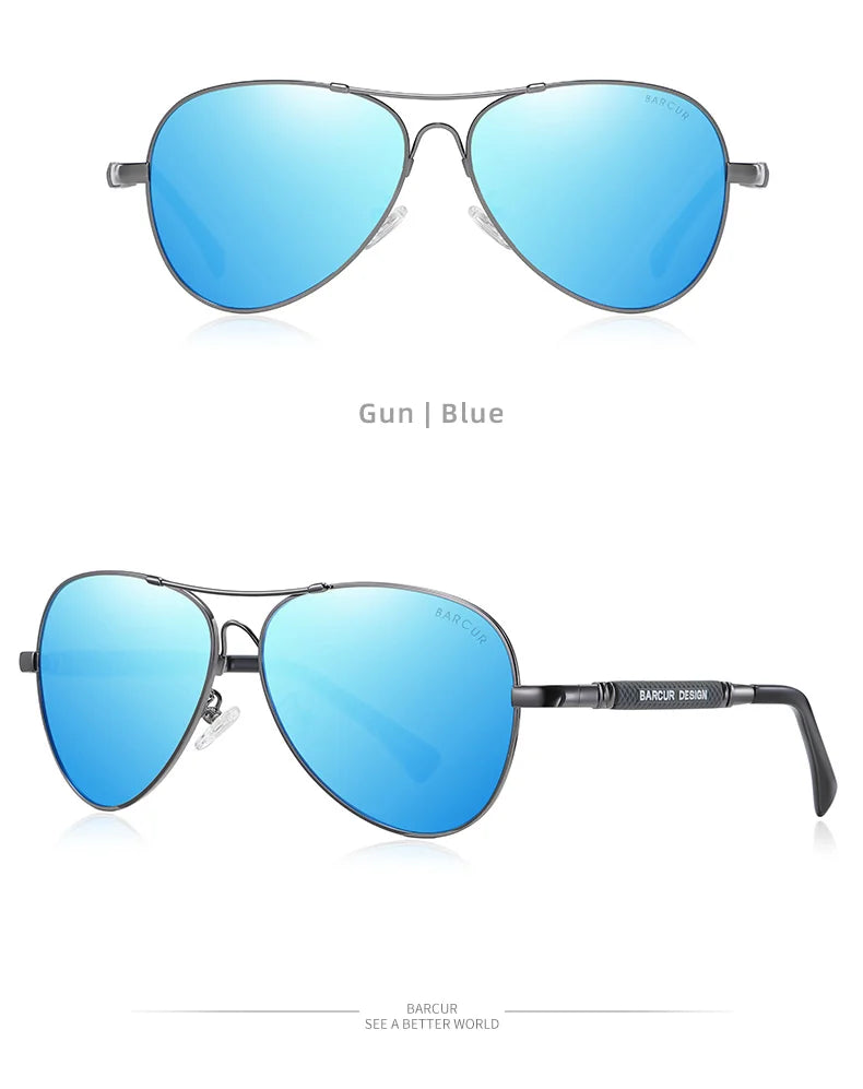 BARCUR Polarized Pilot Sunglasses for Men – Stylish Anti Blue Light UV400 Protection Gradient Mirror Lens Stainless Steel Trendy Frame – Fashion Aviator Sun Glasses for Men Ideal for Driving Travel Summer & Outdoor Activities