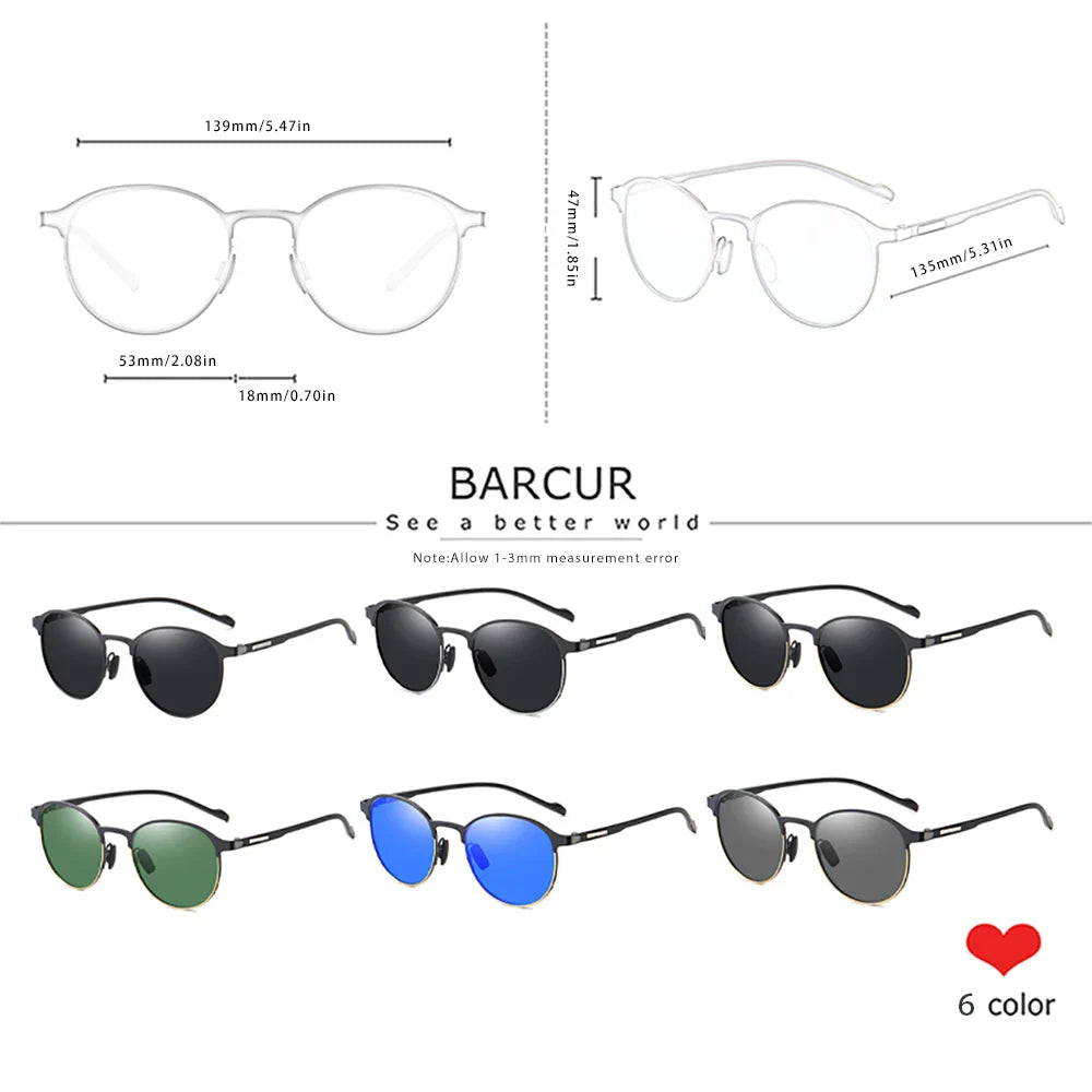 BARCUR Trendy Sunglasses Women’s Polarized Round Frame – Timeless Fashionable Sun Glasses for Driving Casual Wear – UV400 Protection Anti-Reflective Lenses