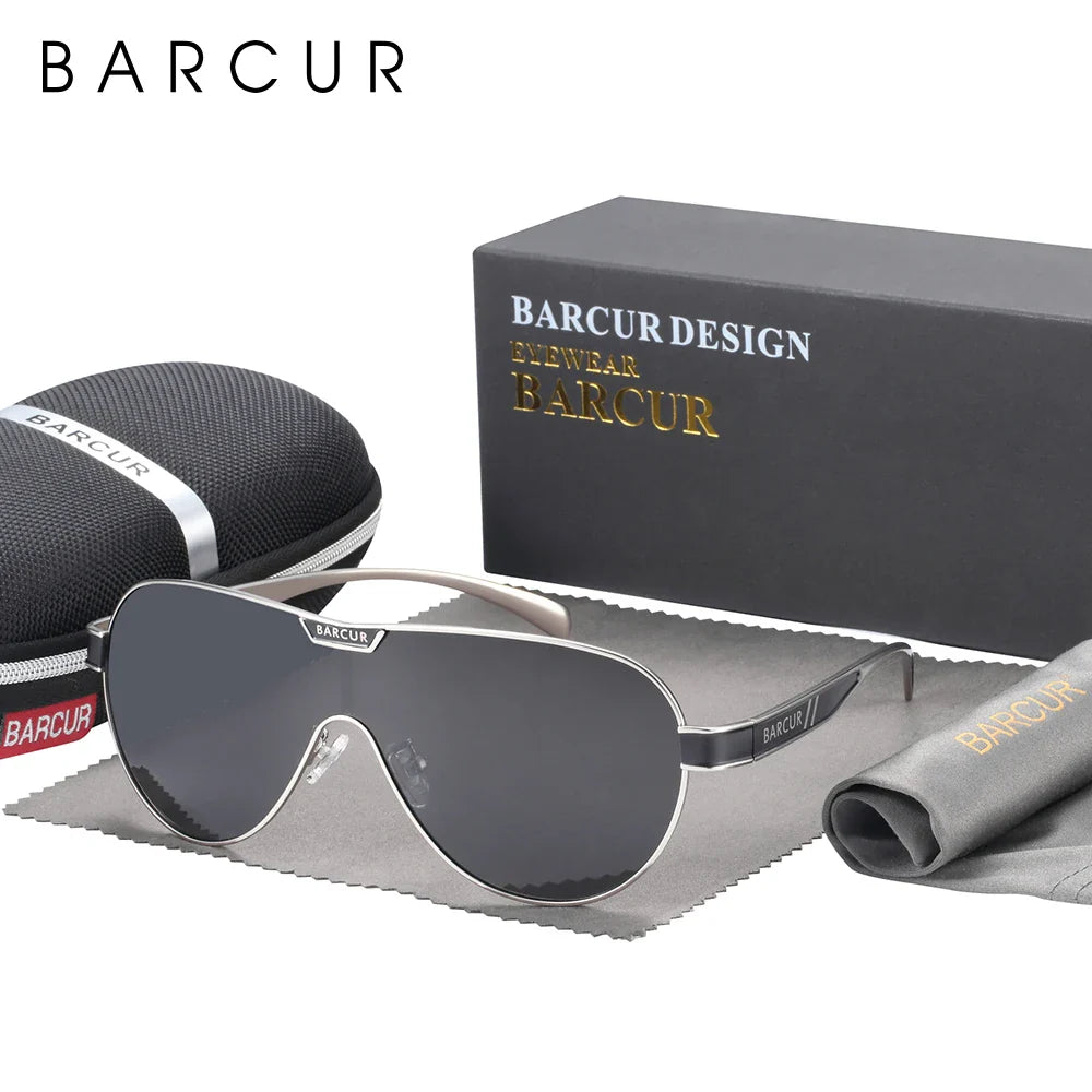 BARCUR Men's Polarized Sunglasses UV400 Protection Special-Shaped Eyewear for Men Stainless Steel Frame Eyeglasses Accessory