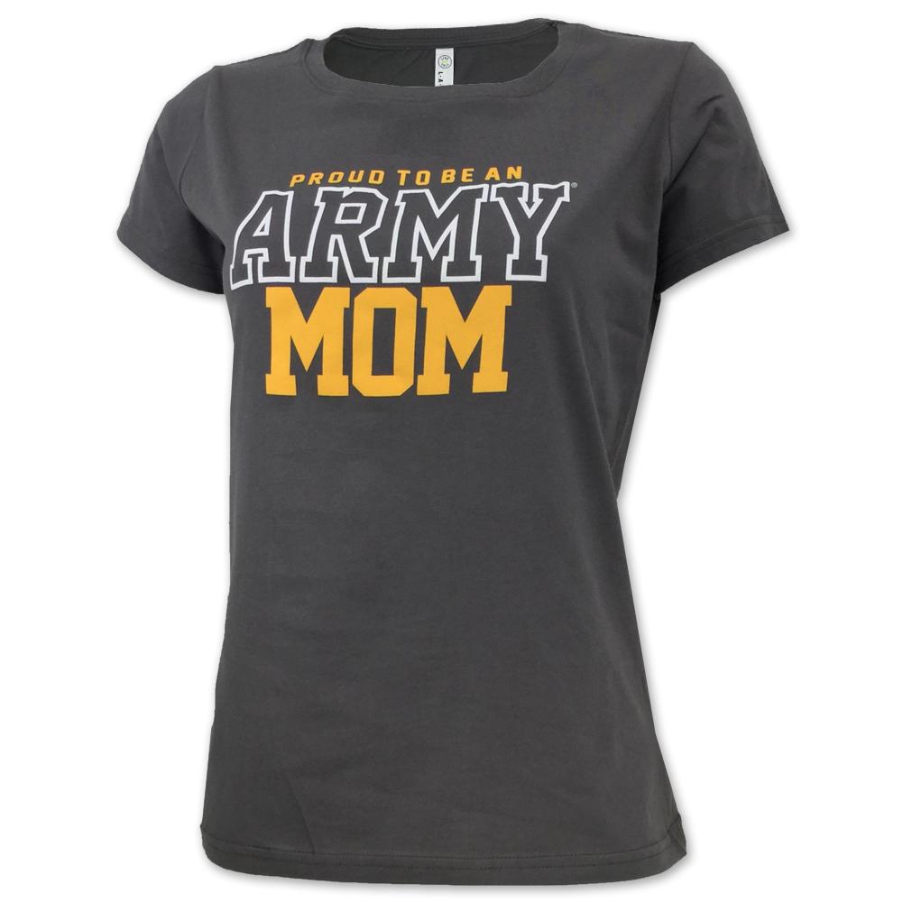 Army Ladies Proud Mom T-Shirt (Grey)