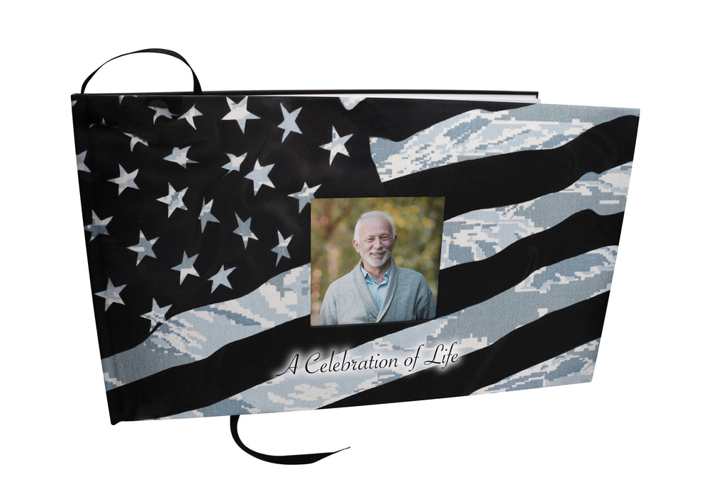 Air Force Tiger Stripe Matching Themed 'Celebration of Life' Guest Book for Funeral or Memorial Service
