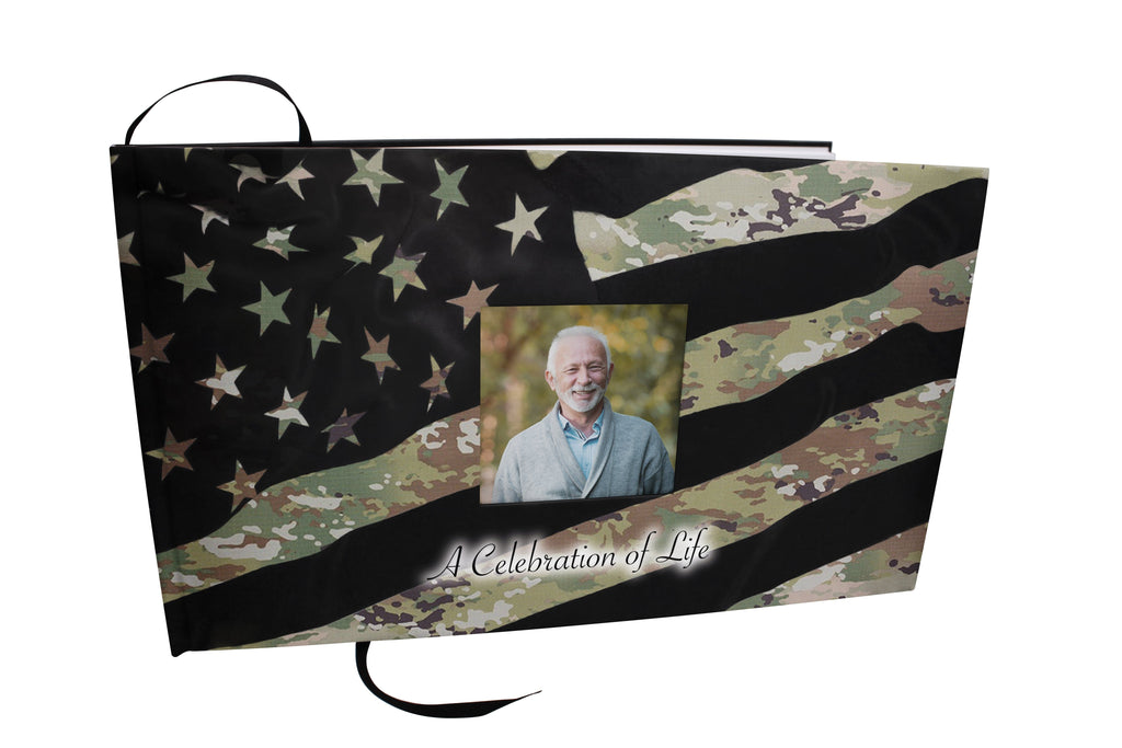 Army OCP Matching Themed 'Celebration of Life' Guest Book for Funeral or Memorial Service