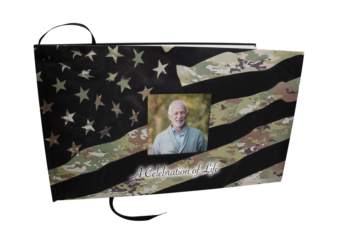 Army OCP Matching Themed 'Celebration of Life' Guest Book for Funeral or Memorial Service