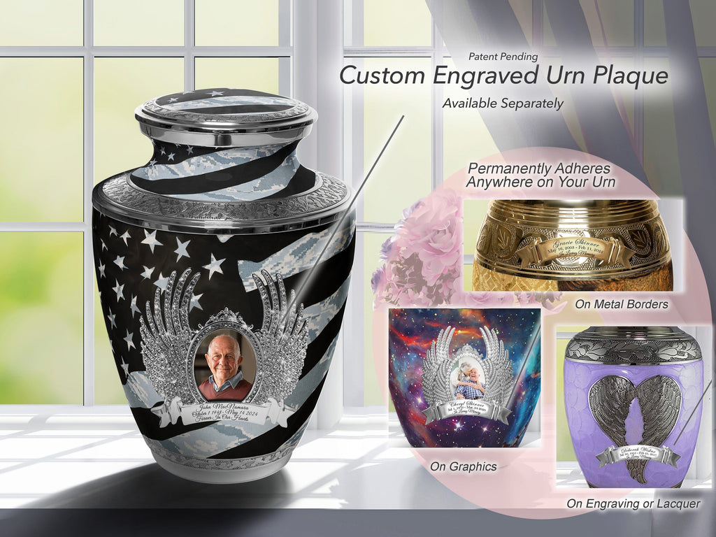 Air Force Tiger Stripe Flag Military Cremation Urns for Human Ashes - Large Adult Funeral Urn