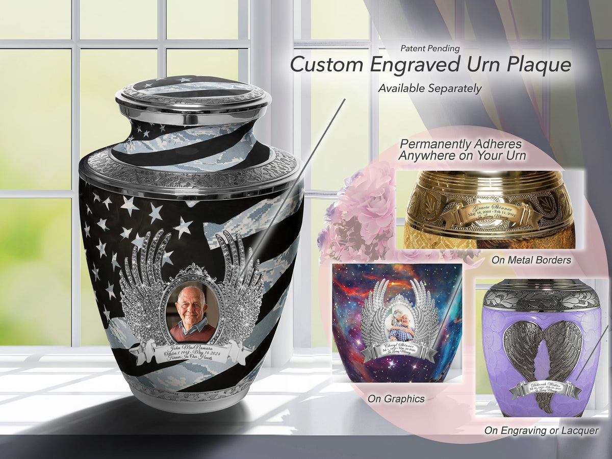 Air Force Tiger Stripe Flag Military Cremation Urns for Human Ashes - Large Adult Funeral Urn