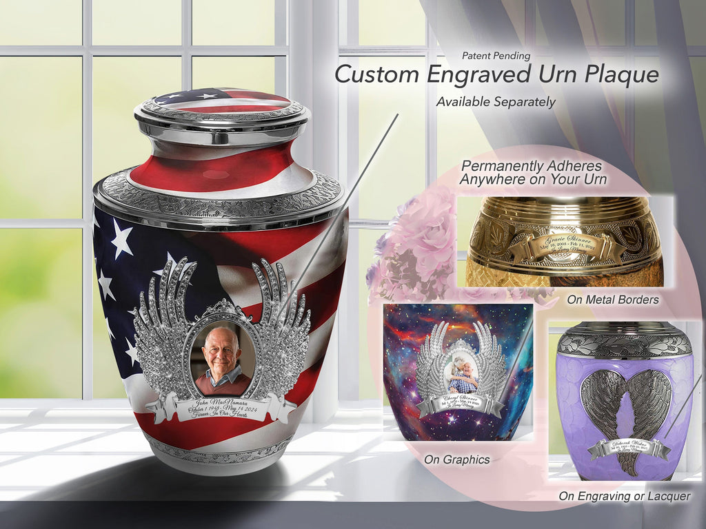 American Flag Extra Large Urn or Companion Urn – Extra Large Urns for Human Ashes | XL Urn & XXL Urn