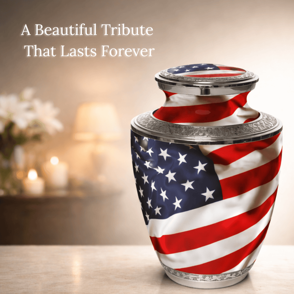 American Flag Extra Large Urn or Companion Urn – Extra Large Urns for Human Ashes | XL Urn & XXL Urn
