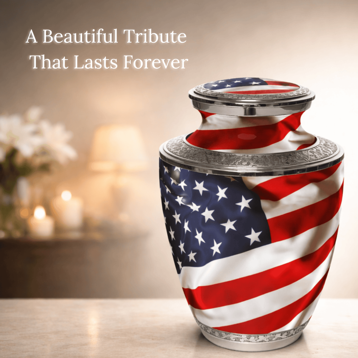 American Flag Extra Large Urn or Companion Urn – Extra Large Urns for Human Ashes | XL Urn & XXL Urn