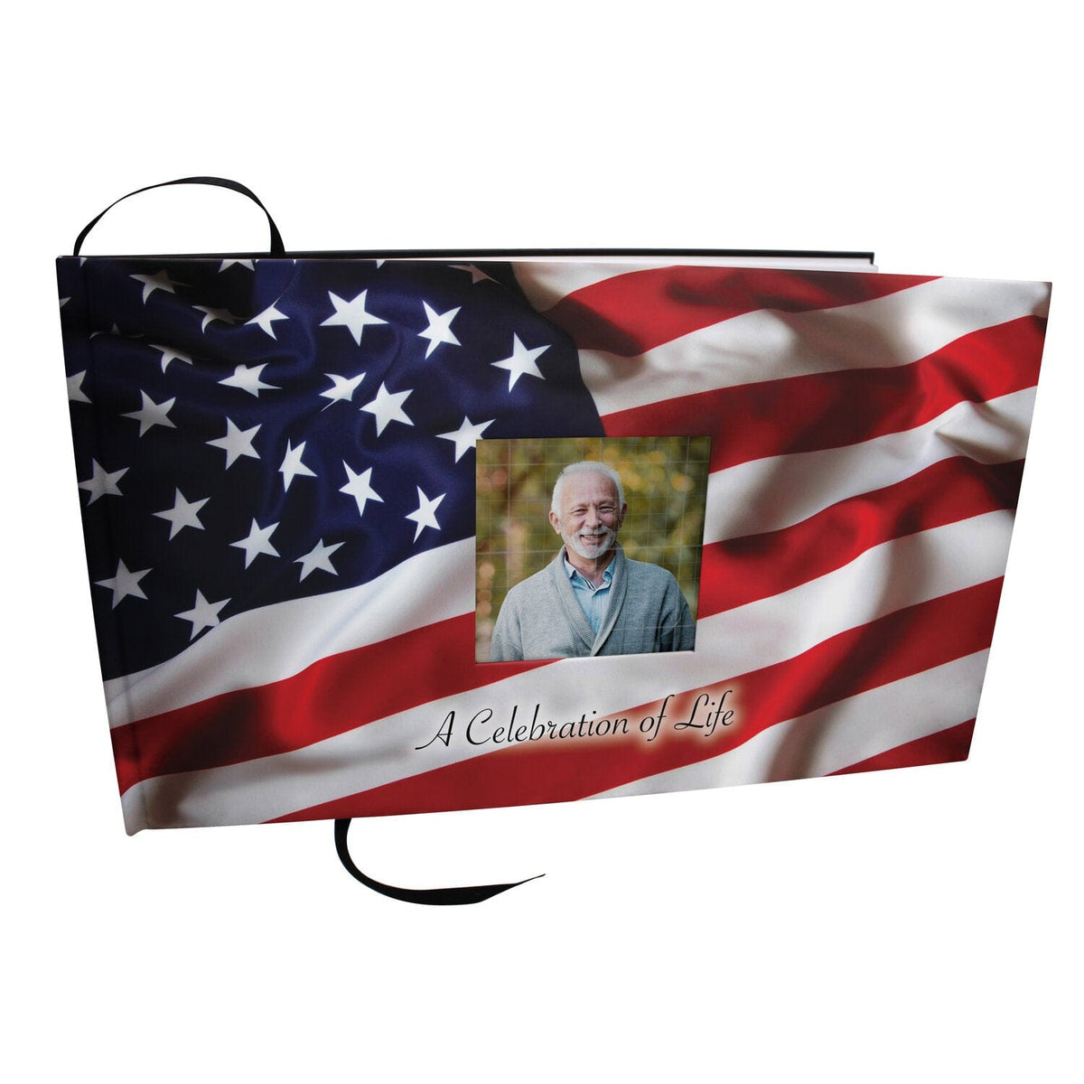 American Flag Matching Themed 'Celebration of Life' Guest Book for Funeral or Memorial Service