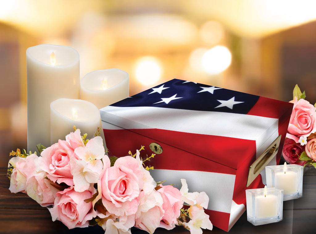 American Flag Memorial Collection Chest Cremation Urn