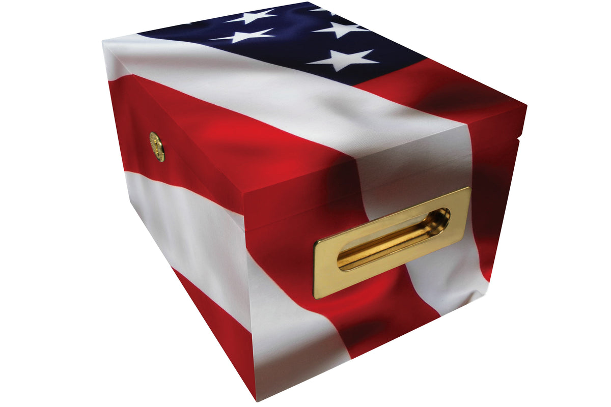 American Flag Memorial Collection Chest Cremation Urn