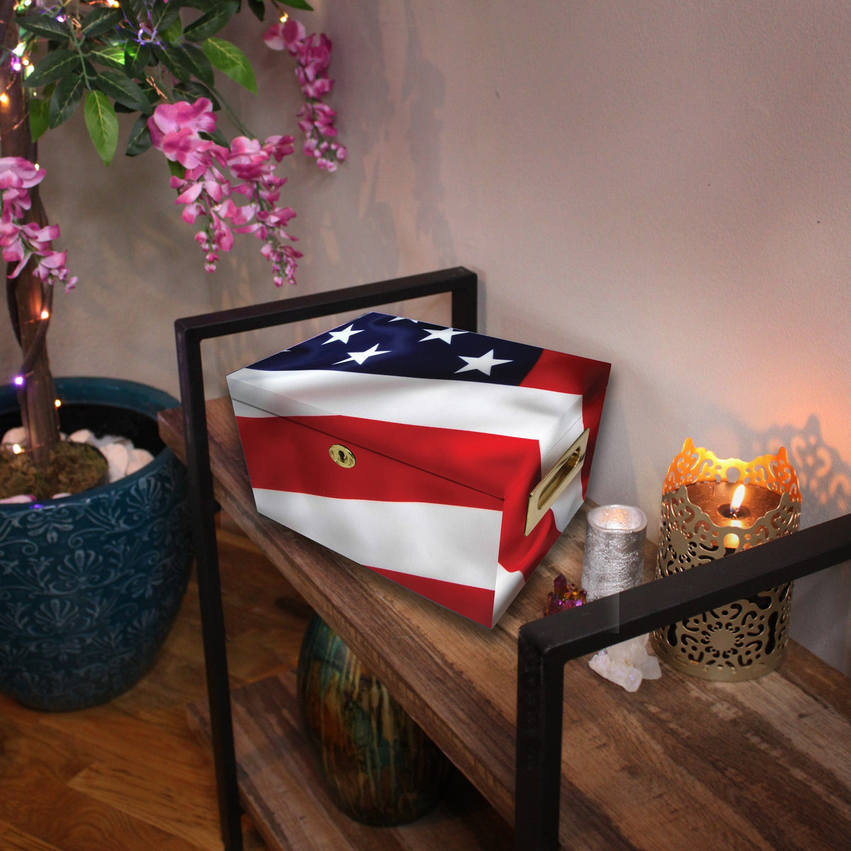 American Flag Memorial Collection Chest Cremation Urn