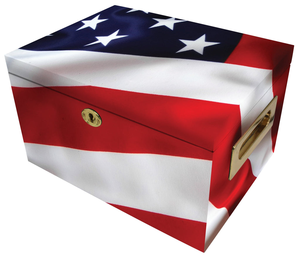 American Flag Memorial Collection Chest Cremation Urn