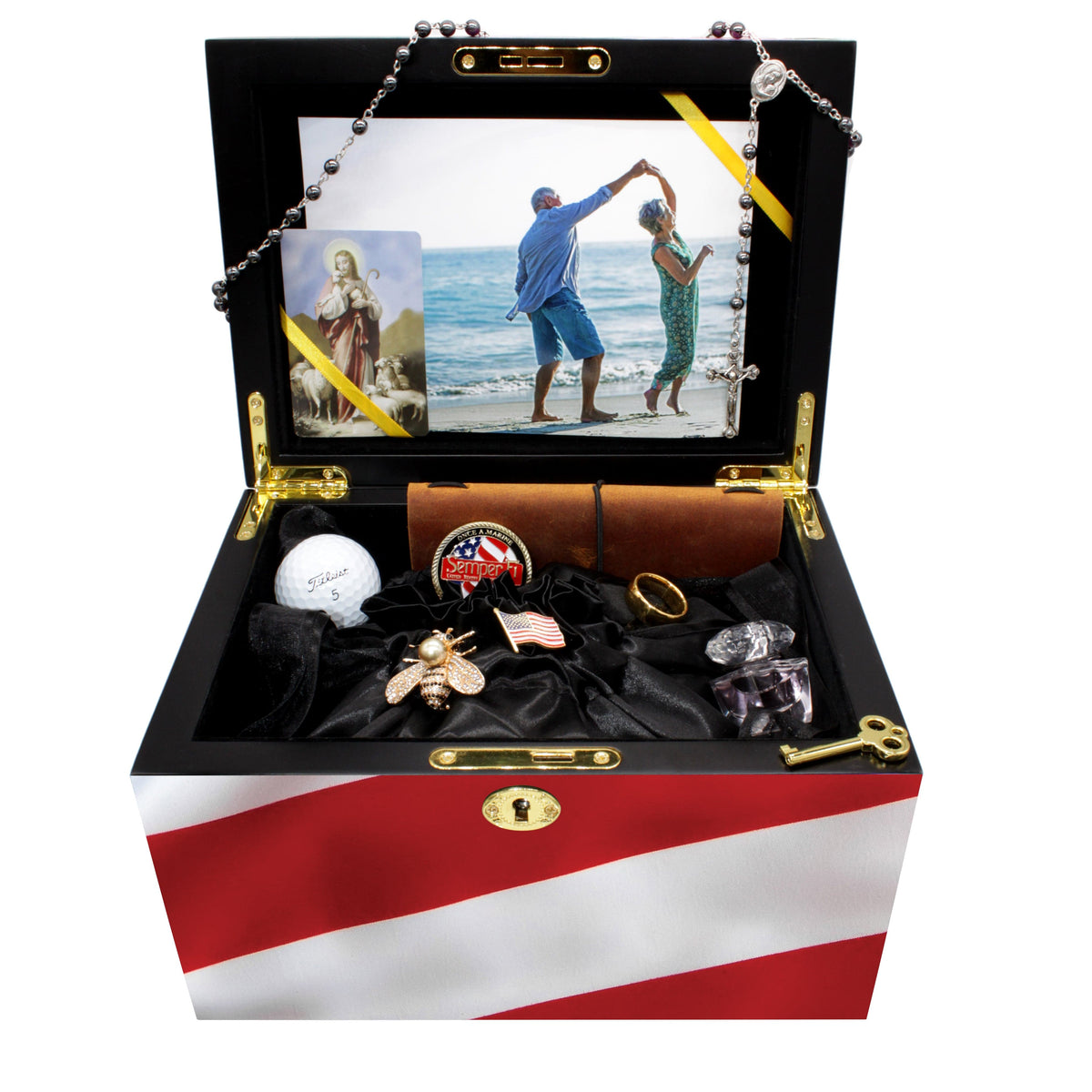 American Flag Memorial Collection Chest Cremation Urn