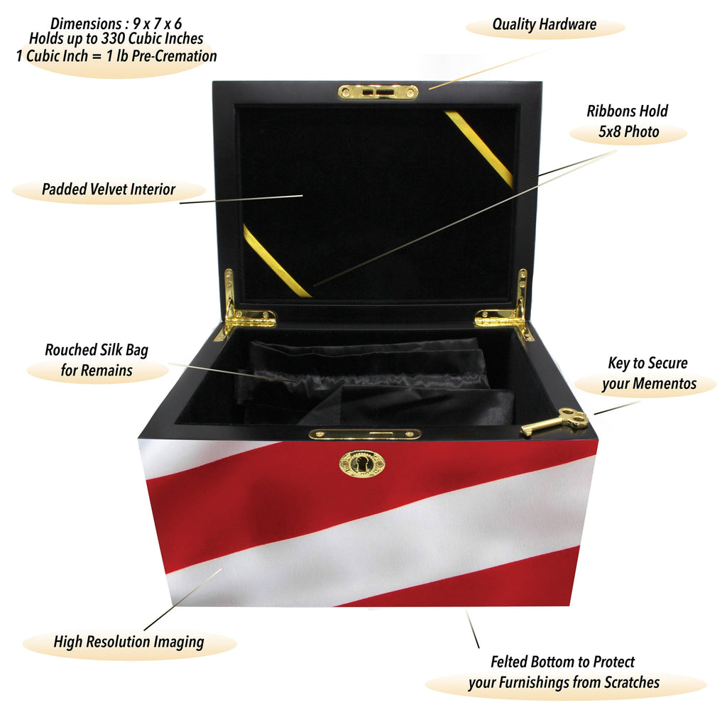 American Flag Memorial Collection Chest Cremation Urn