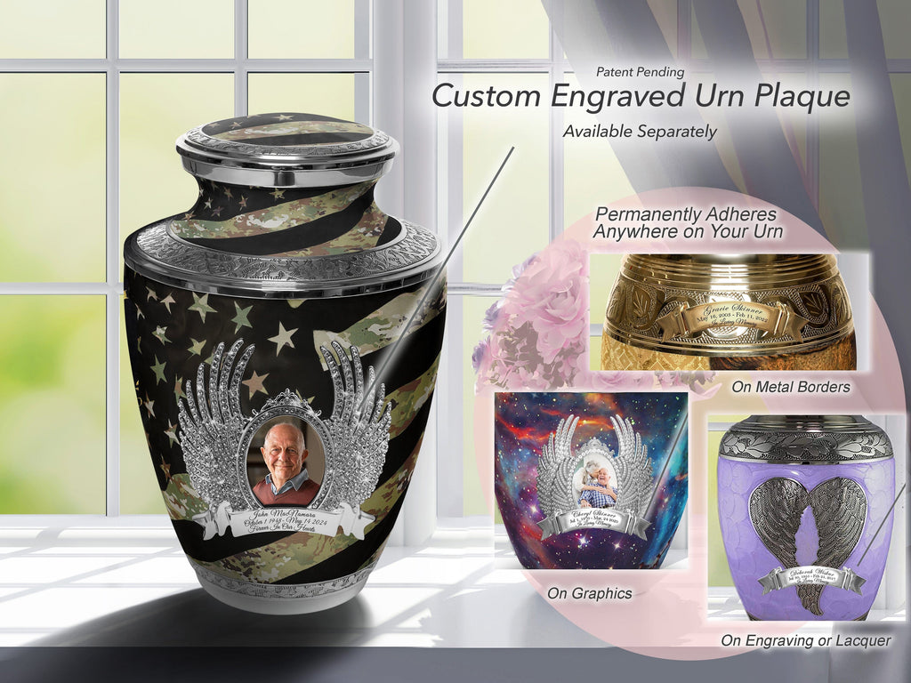 Army OCP Flag Military Cremation Urns for Human Ashes - Large Adult Funeral Urn
