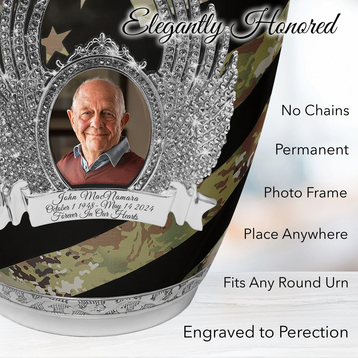 Army OCP Flag Military Cremation Urns for Human Ashes - Large Adult Funeral Urn