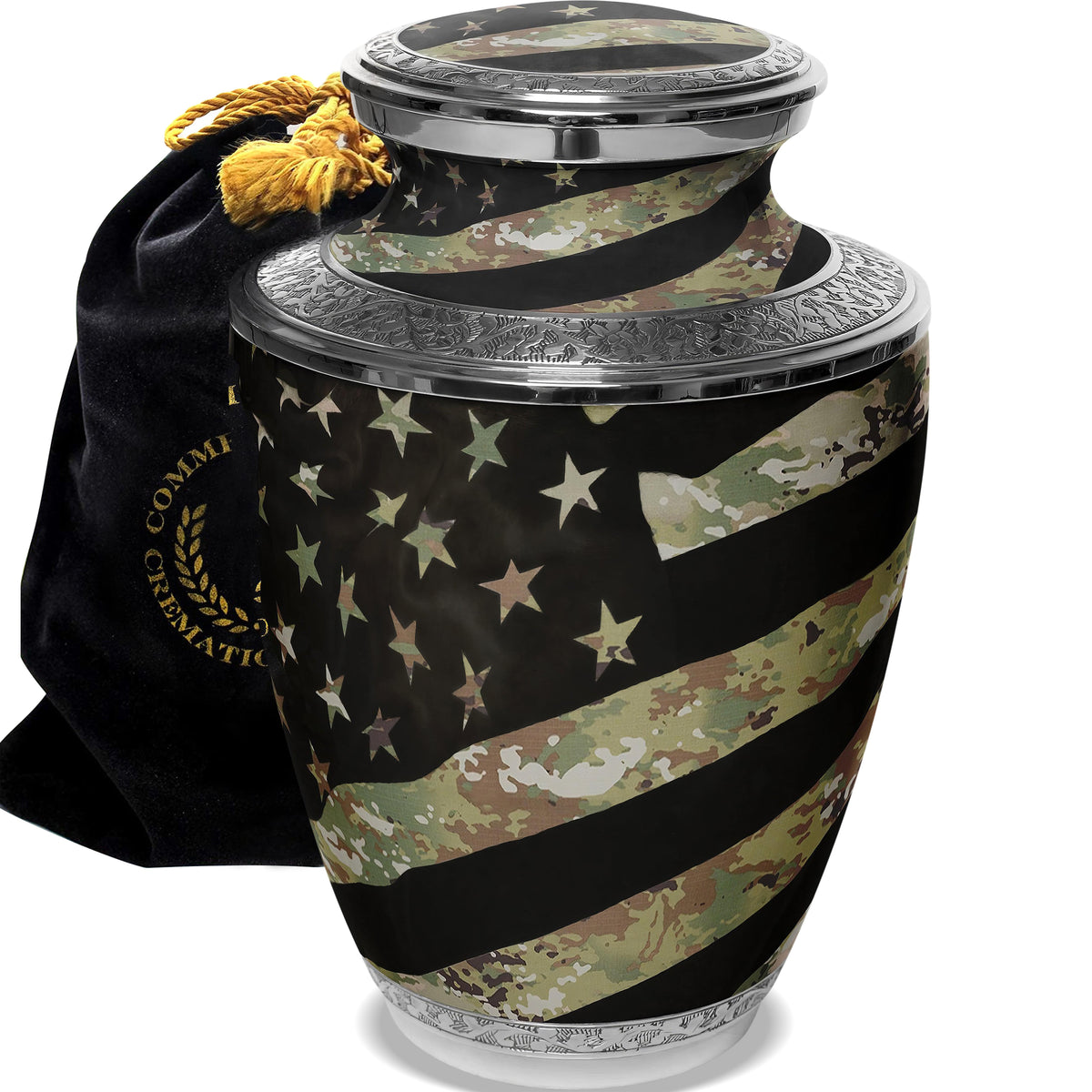 Army OCP Flag Military Cremation Urns for Human Ashes - Large Adult Funeral Urn