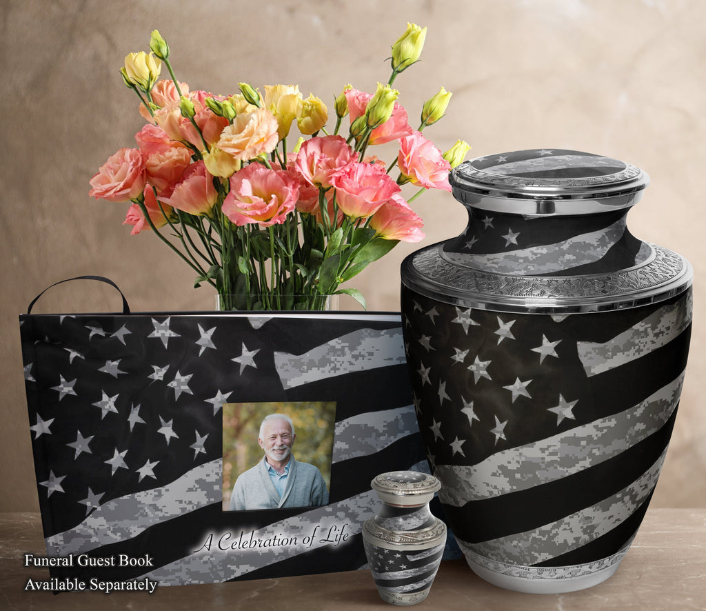 Army UCP Flag Military Cremation Urns for Human Ashes - Large Adult Funeral Urn