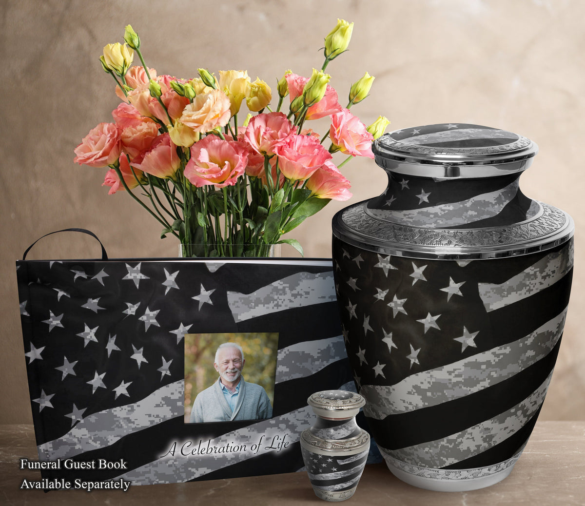 Army UCP Flag Military Cremation Urns for Human Ashes - Large Adult Funeral Urn